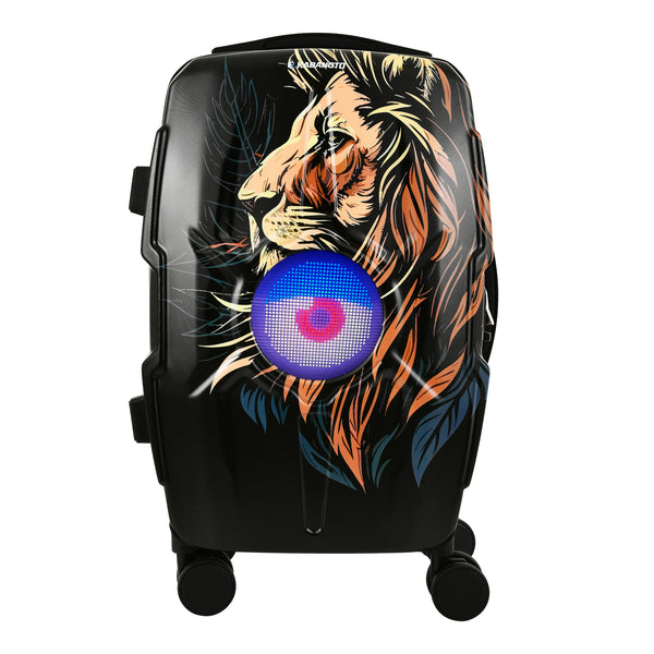 Rover Smart LED Trolley Bag for Teens & Adults | 36L ABS Hard Shell Luggage | Customizable Circular LED Display | 360° Spinner Wheels | Premium Travel Suitcase | 49 x 34 x 21.8 cm (Black)