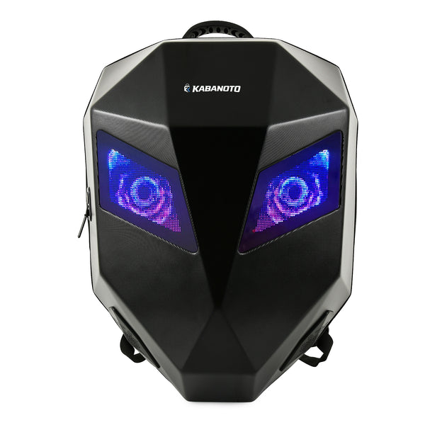 Knight ProS LED Eyes Backpack | App-Controlled LED Display | Built-In Bluetooth Speaker | Helmet Compatible Hard Shell Rider Backpack | Expandable Laptop Travel Backpack